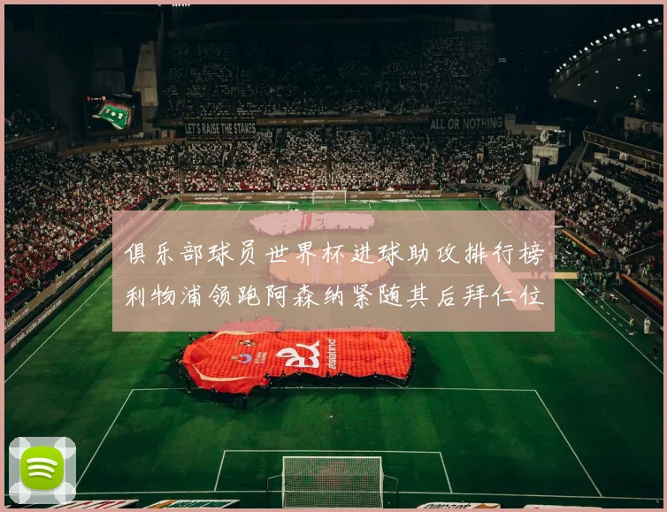 俱乐部球员世界杯进球助攻排行榜利物浦领跑阿森纳紧随其后拜仁位列第三